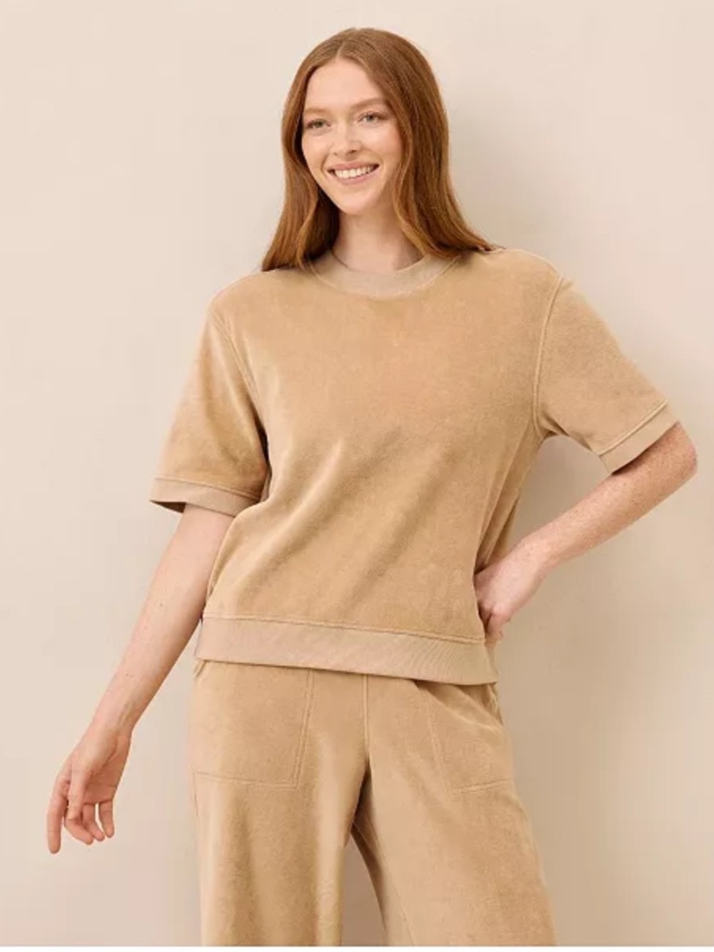 Pact Women's Organic Cotton Velour T-Shirt Large EUC
